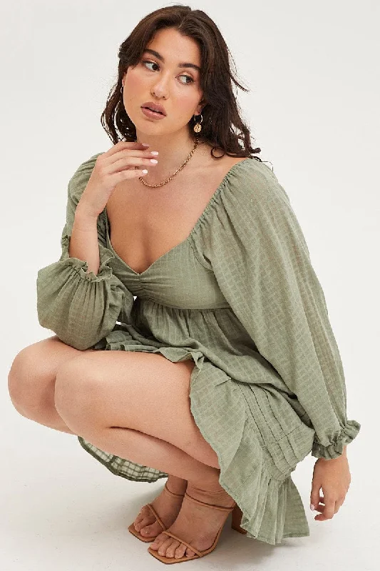 Shift Women Dress with a Simple and Classic Design for Everyday WearGreen Smock Dress Long Sleeve Mini Shift Women Dress with a Simple and Classic Design for Everyday WearGreen Smock Dress Long Sleeve Mini