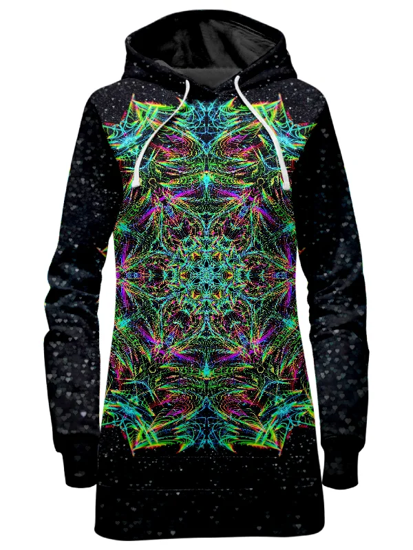Women's color - block hoodie combining bold hues for a fashion - forward statementGreen Warp Hoodie Dress Women's color - block hoodie combining bold hues for a fashion - forward statementGreen Warp Hoodie Dress