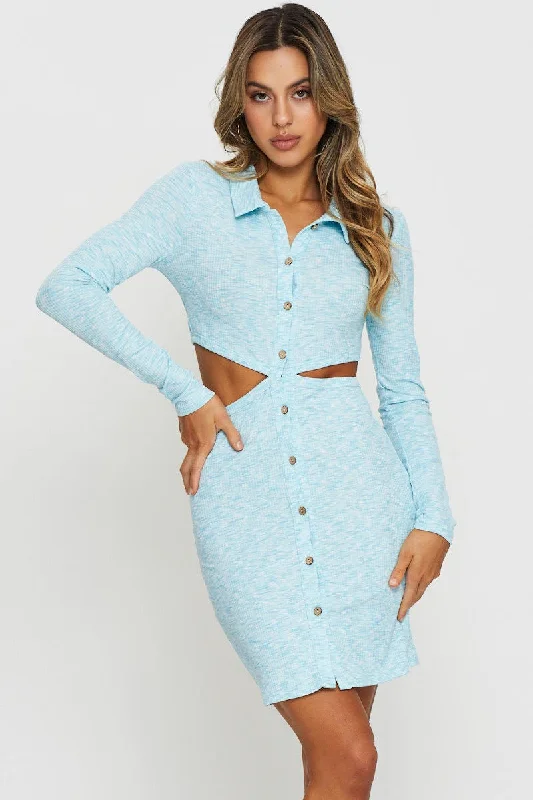 Pleated Women Dress with a Timeless and Elegant TextureGrey Ribbed Cut Out Short Sleeve Mini Dress