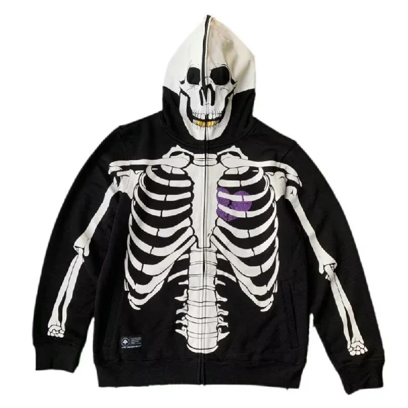 Women's tie - front hoodie in a lightweight fabric for summer layeringHalloween Horror Skeleton Hoodie Women's tie - front hoodie in a lightweight fabric for summer layeringHalloween Horror Skeleton Hoodie