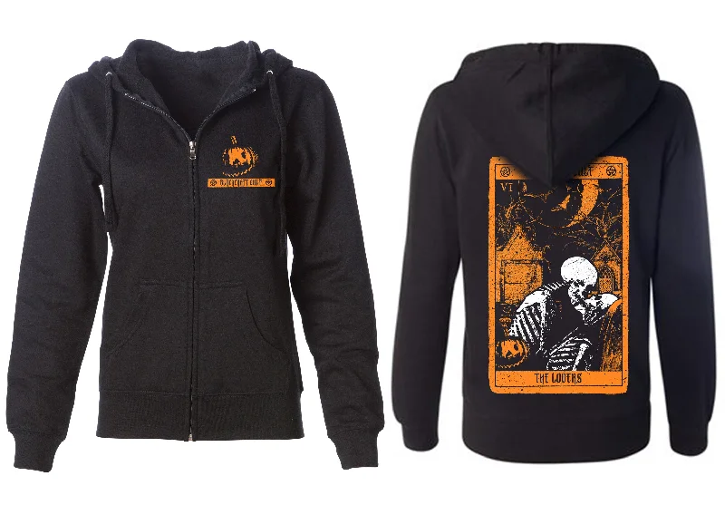 Women's fleece - lined hoodie with thumbholes for warmth in winterHalloween Lovers Tarot - Women's Zip Up Women's fleece - lined hoodie with thumbholes for warmth in winterHalloween Lovers Tarot - Women's Zip Up
