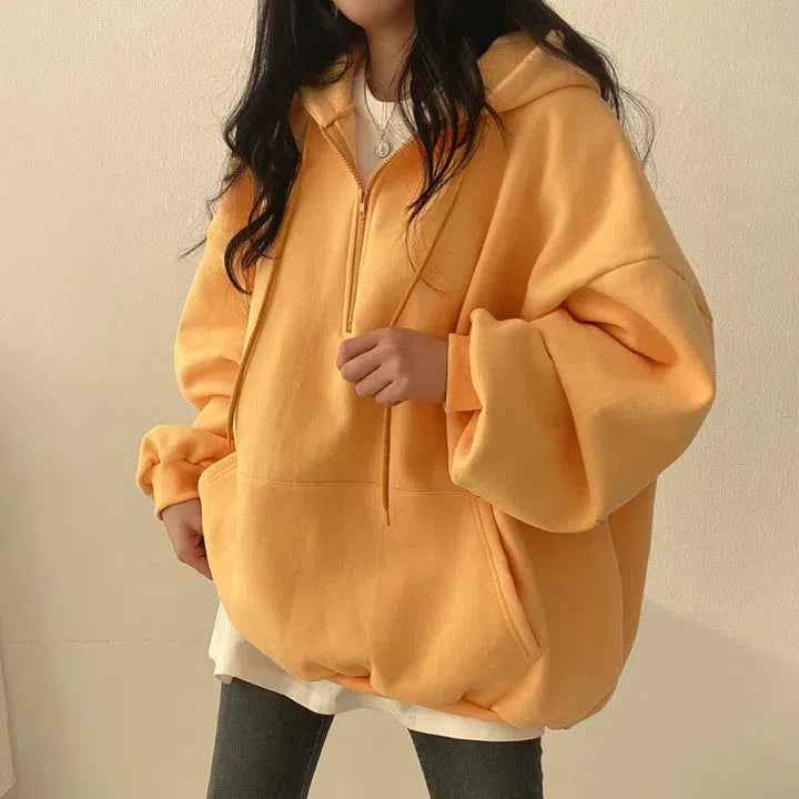 Women's oversized cropped hoodie with drawstrings for a trendy lookIndie Oversized Zip Up Hoodie Women's oversized cropped hoodie with drawstrings for a trendy lookIndie Oversized Zip Up Hoodie