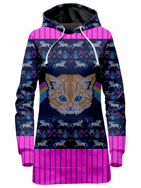 Women's sweatshirt with a mesh panel insert for breathability during workoutsKitty Land Hoodie Dress