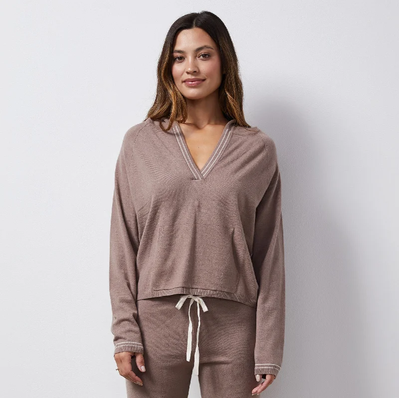 Women's fleece - lined hoodie with thumbholes for warmth in winterLight Soft Knit Contrast Stitch Hoody Women's fleece - lined hoodie with thumbholes for warmth in winterLight Soft Knit Contrast Stitch Hoody
