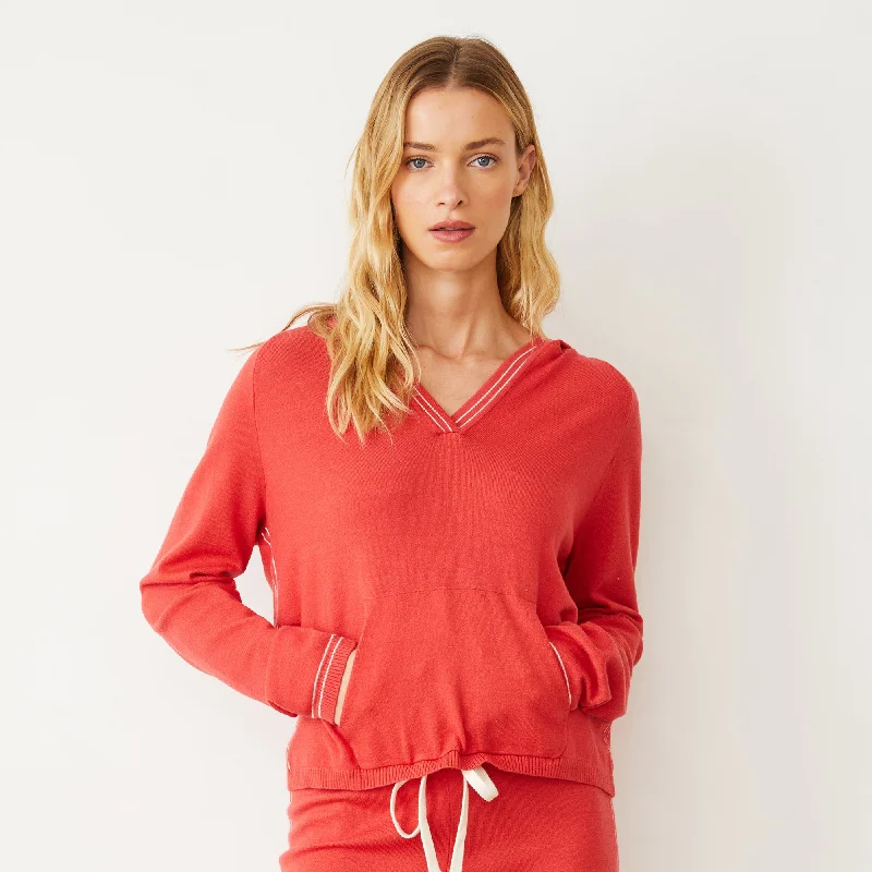 Women's crew - neck sweatshirt in a heather gray shade for a classic and versatile optionLight Soft Knit Contrast Stitch Hoody Women's crew - neck sweatshirt in a heather gray shade for a classic and versatile optionLight Soft Knit Contrast Stitch Hoody