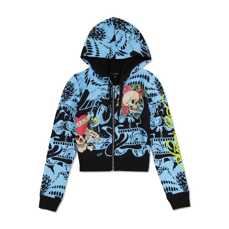 Women's color - block hoodie combining bold hues for a fashion - forward statementLKS Skull Zip Cropped Fleece Hoodie Women's color - block hoodie combining bold hues for a fashion - forward statementLKS Skull Zip Cropped Fleece Hoodie