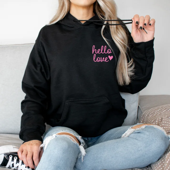 Women's mock - neck sweatshirt made of moisture - wicking material for fitness useLove Print • Black Hoodie Women's mock - neck sweatshirt made of moisture - wicking material for fitness useLove Print • Black Hoodie