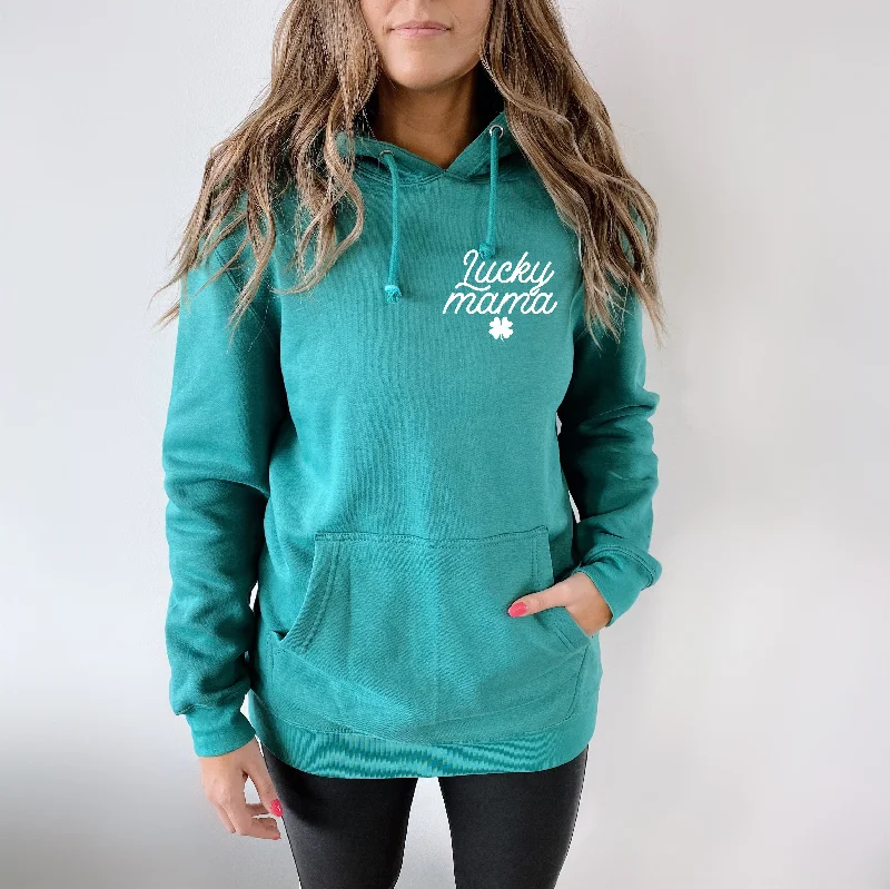 Women's graphic - printed sweatshirt featuring floral patterns for a feminine touchLucky Mama • Hoodie Women's graphic - printed sweatshirt featuring floral patterns for a feminine touchLucky Mama • Hoodie