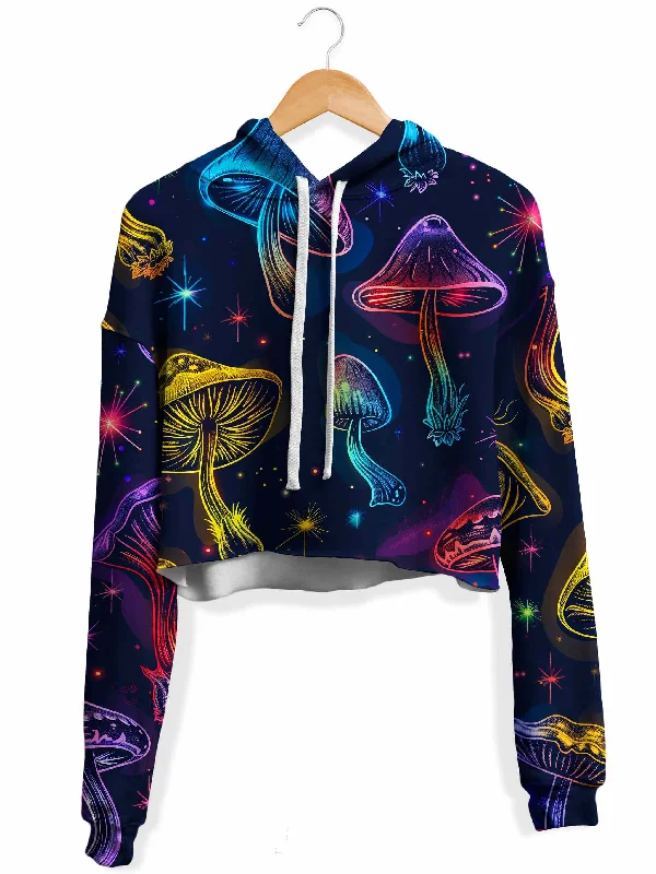 Women's cropped sweatshirt with a lace - trimmed hem for a romantic lookMagic Dreams Fleece Crop Hoodie Women's cropped sweatshirt with a lace - trimmed hem for a romantic lookMagic Dreams Fleece Crop Hoodie