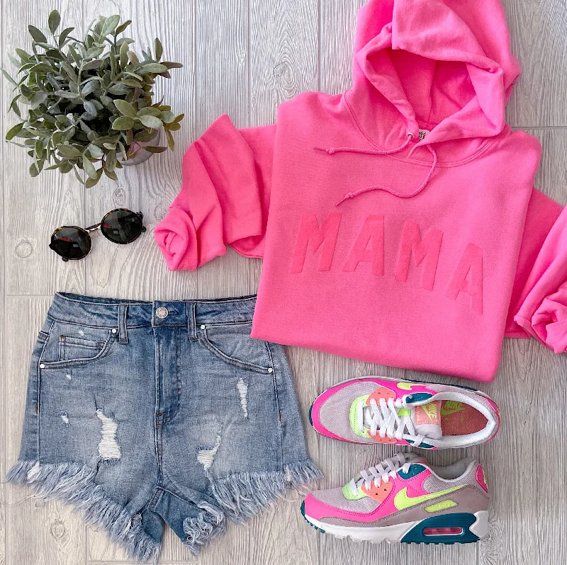 Women's crew - neck sweatshirt in a heather gray shade for a classic and versatile optionMAMA arch • Neon Pink Tonal Hoodie Women's crew - neck sweatshirt in a heather gray shade for a classic and versatile optionMAMA arch • Neon Pink Tonal Hoodie