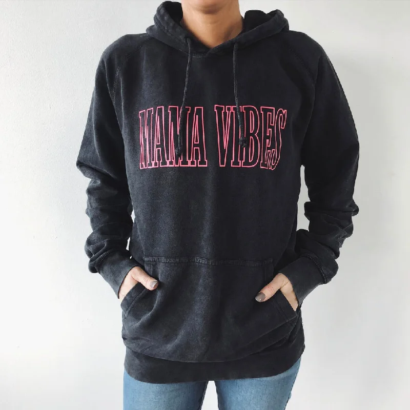 Women's cropped sweatshirt with a slogan graphic for a fun and expressive lookMAMA VIBES • Rocker Hoodie Women's cropped sweatshirt with a slogan graphic for a fun and expressive lookMAMA VIBES • Rocker Hoodie