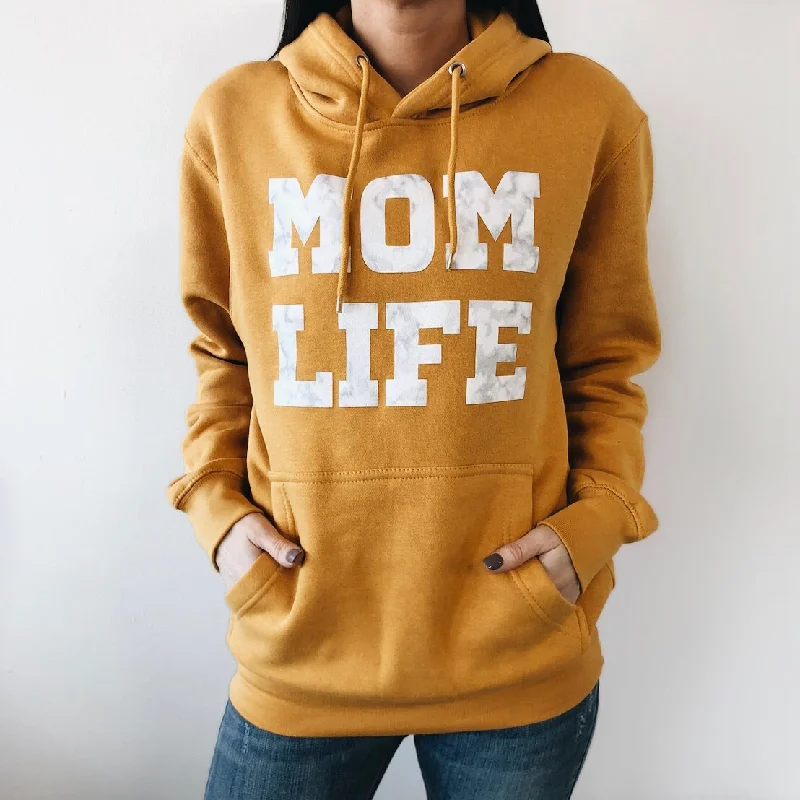 Women's zip - up sweatshirt in pastel blue for a soft and stylish outfitMOM LIFE Marble • Mustard Hoodie Women's zip - up sweatshirt in pastel blue for a soft and stylish outfitMOM LIFE Marble • Mustard Hoodie