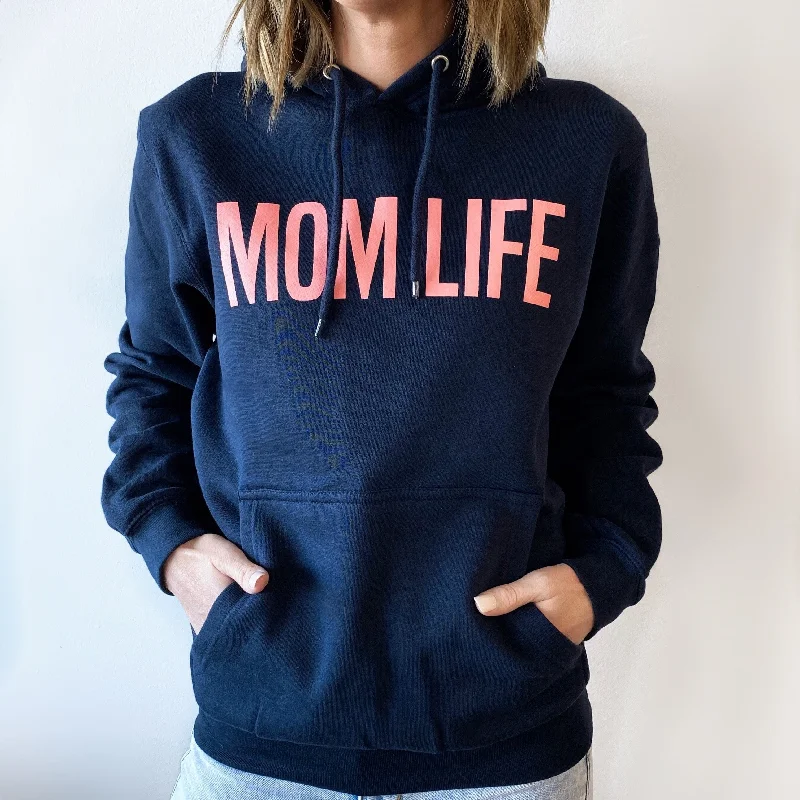 Women's quarter - zip sweatshirt made of organic cotton for eco - conscious fashionMOM LIFE • Navy Hoodie Women's quarter - zip sweatshirt made of organic cotton for eco - conscious fashionMOM LIFE • Navy Hoodie