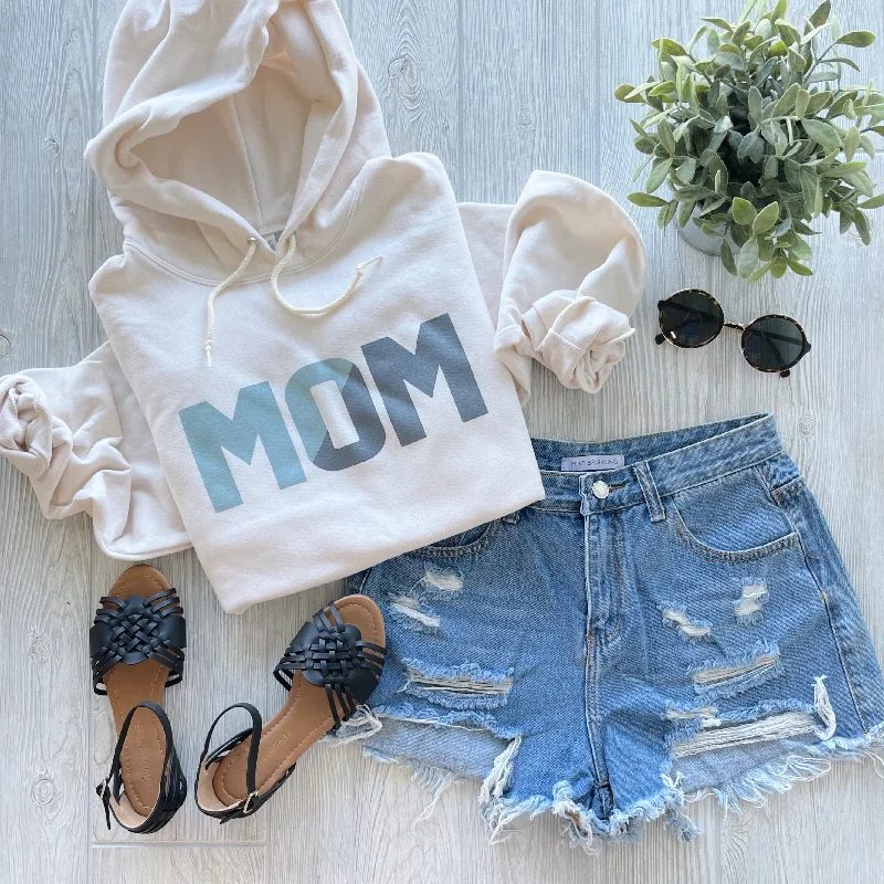 Women's cropped sweatshirt with a lace - trimmed hem for a romantic lookMOM Slice Print • Sweet Cream Hoodie