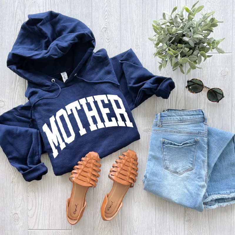 Women's sweatshirt with a mesh panel insert for breathability during workoutsMOTHER • Navy Hoodie Women's sweatshirt with a mesh panel insert for breathability during workoutsMOTHER • Navy Hoodie