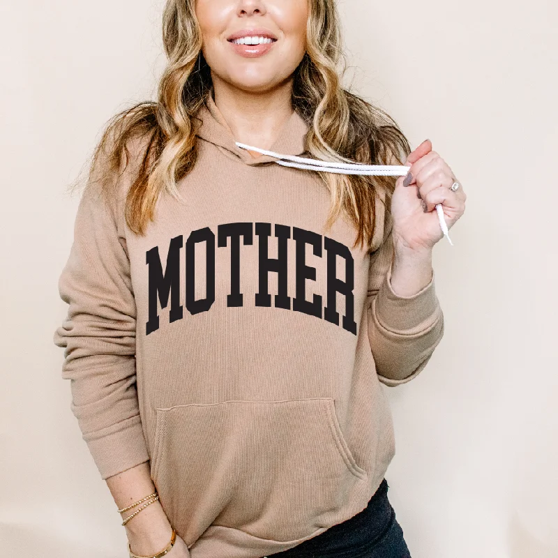 Women's hoodie with a kangaroo pocket and a pom - pom drawstring for added charmMOTHER • Sand Hoodie Women's hoodie with a kangaroo pocket and a pom - pom drawstring for added charmMOTHER • Sand Hoodie