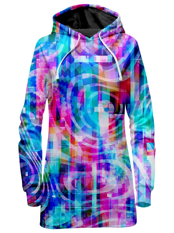 Women's hoodie with a kangaroo pocket and a pom - pom drawstring for added charmMotherboard Hoodie Dress