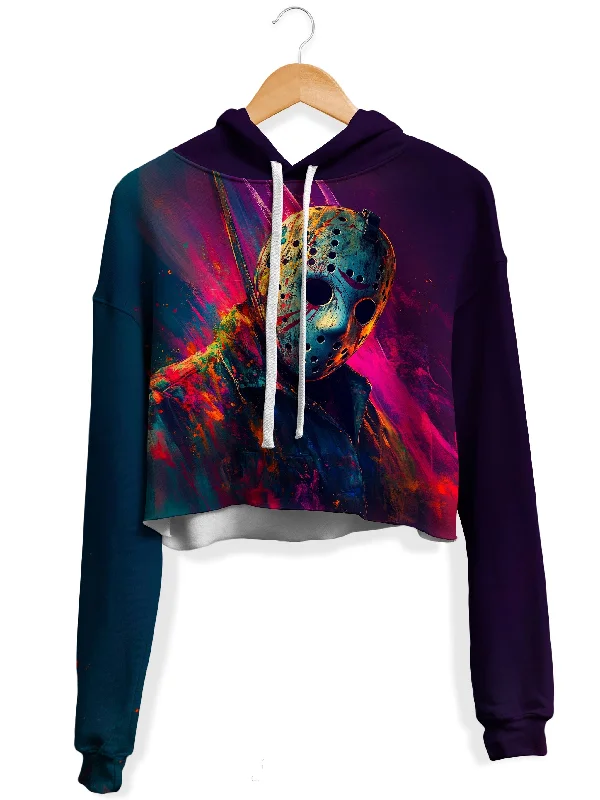 Women's hoodie with a detachable hood for customizable stylingNeon Nightmare Fleece Crop Hoodie Women's hoodie with a detachable hood for customizable stylingNeon Nightmare Fleece Crop Hoodie