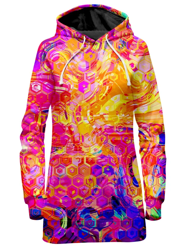 Women's tie - front hoodie in a lightweight fabric for summer layeringOrnate Drip Hoodie Dress Women's tie - front hoodie in a lightweight fabric for summer layeringOrnate Drip Hoodie Dress