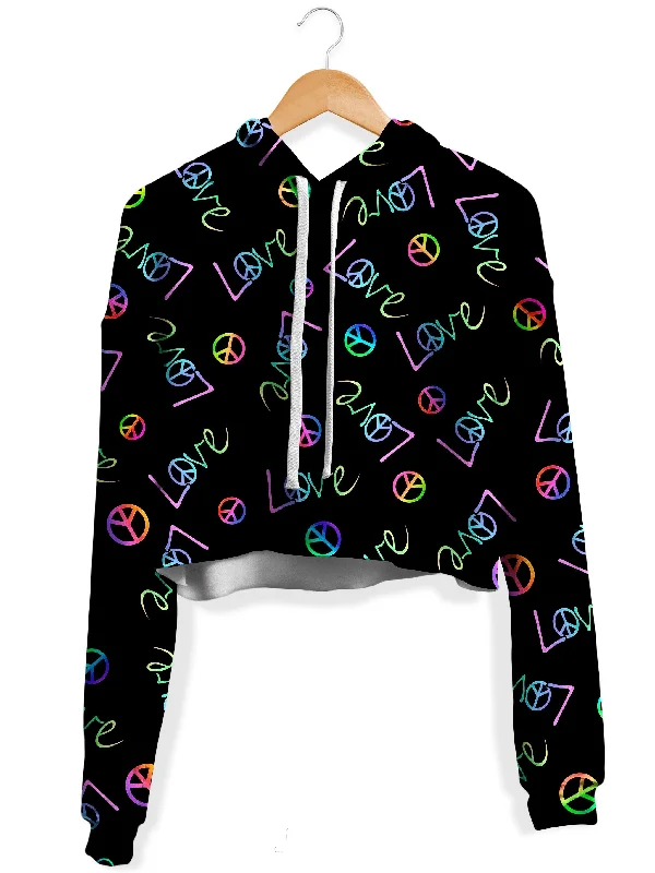 Women's hoodie with a detachable hood for customizable stylingPeace and Love Fleece Crop Hoodie Women's hoodie with a detachable hood for customizable stylingPeace and Love Fleece Crop Hoodie
