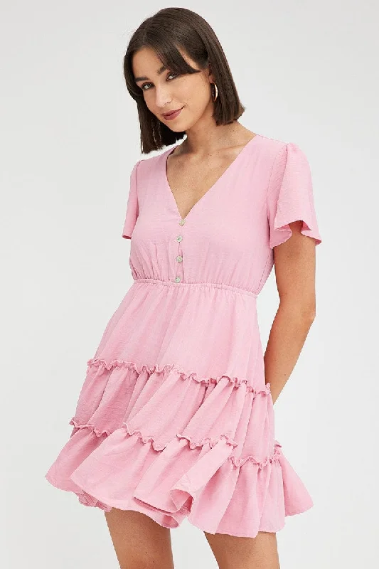 Sheath Women Dress with a Tailored Fit for a Professional LookPink Fit And Flare Dress Short Sleeve Mini Sheath Women Dress with a Tailored Fit for a Professional LookPink Fit And Flare Dress Short Sleeve Mini