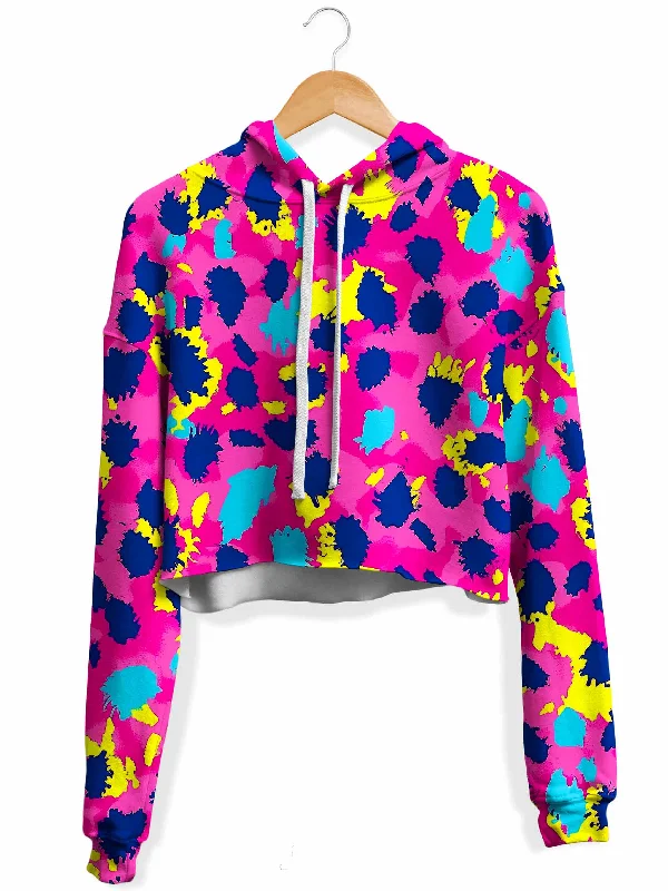 Women's hoodie with a glittery print for a glamorous and sparkly appearancePink Panther Fleece Crop Hoodie Women's hoodie with a glittery print for a glamorous and sparkly appearancePink Panther Fleece Crop Hoodie