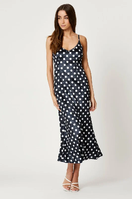 Printed Abstract Women Dress for a Modern and Artistic AppealPolka Dot Velvet Midi Dress