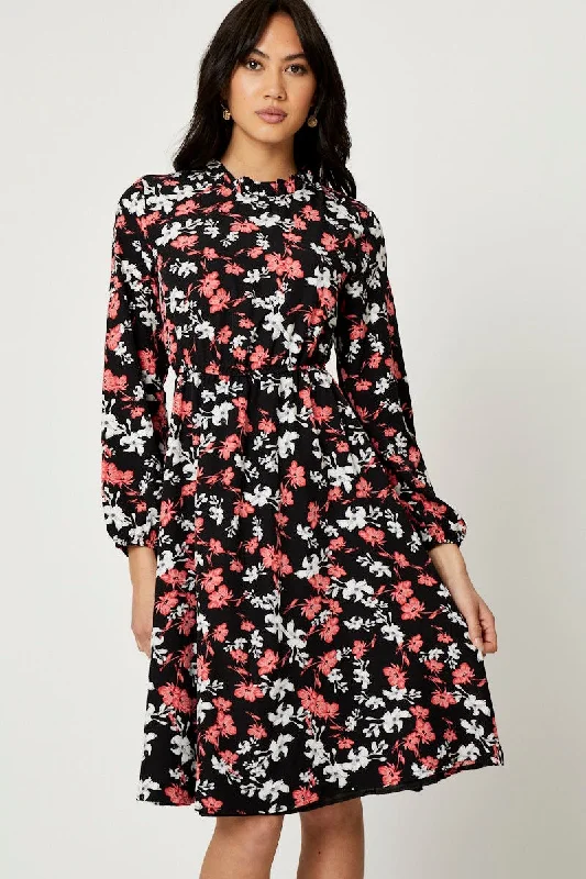 Backless Women Dress for a Sexy and Alluring Look at Evening EventsPrint High Neck Floral Midi Dress Backless Women Dress for a Sexy and Alluring Look at Evening EventsPrint High Neck Floral Midi Dress