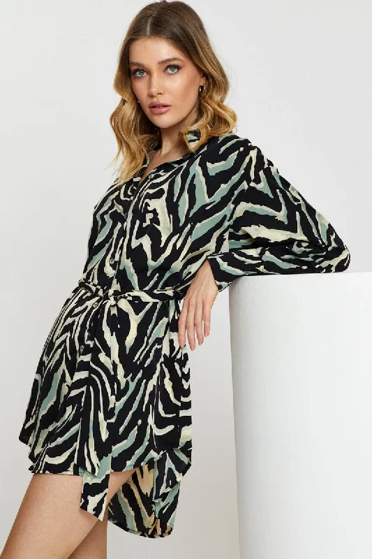 Mermaid - Style Women Dress with a Fitted Silhouette for Special OccasionsPrint Mini Dress Long Sleeve Evening Mermaid - Style Women Dress with a Fitted Silhouette for Special OccasionsPrint Mini Dress Long Sleeve Evening