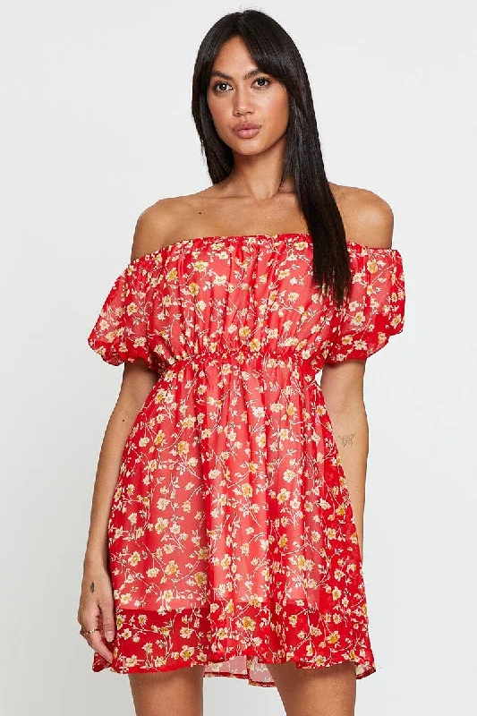 Wrap - Style Women Dress with Adjustable Fit for All Body TypesPrint Mini Dress Off Shoulder Wrap - Style Women Dress with Adjustable Fit for All Body TypesPrint Mini Dress Off Shoulder