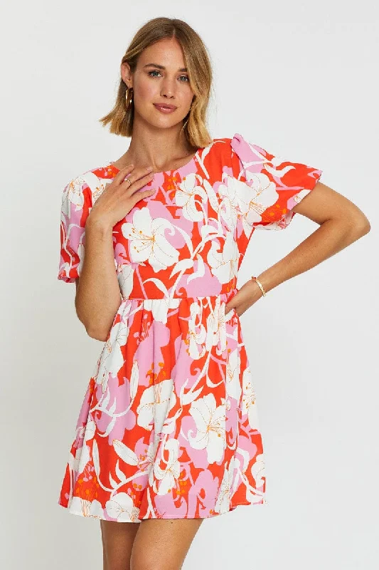 Pleated Women Dress with a Timeless and Elegant TexturePrint Mini Dress Short Sleeve Pleated Women Dress with a Timeless and Elegant TexturePrint Mini Dress Short Sleeve
