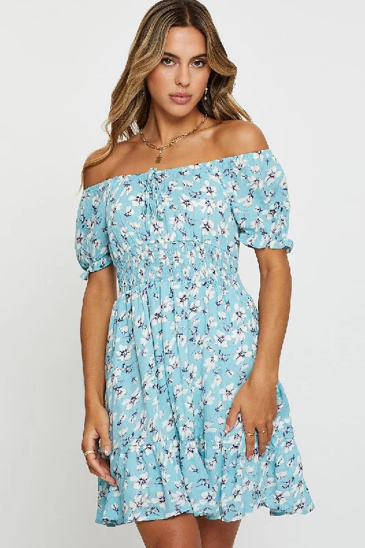 Strapless Women Dress with a Built - in Bra for Comfort and SupportPrint Mini Dress Short Sleeve