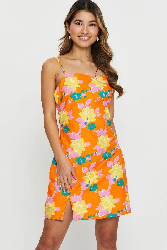 Sheath Women Dress with a Tailored Fit for a Professional LookPrint Mini Dress Square Neck