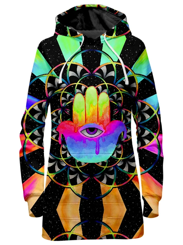 Women's oversized cropped hoodie with drawstrings for a trendy lookPsy Hamsa Hoodie Dress