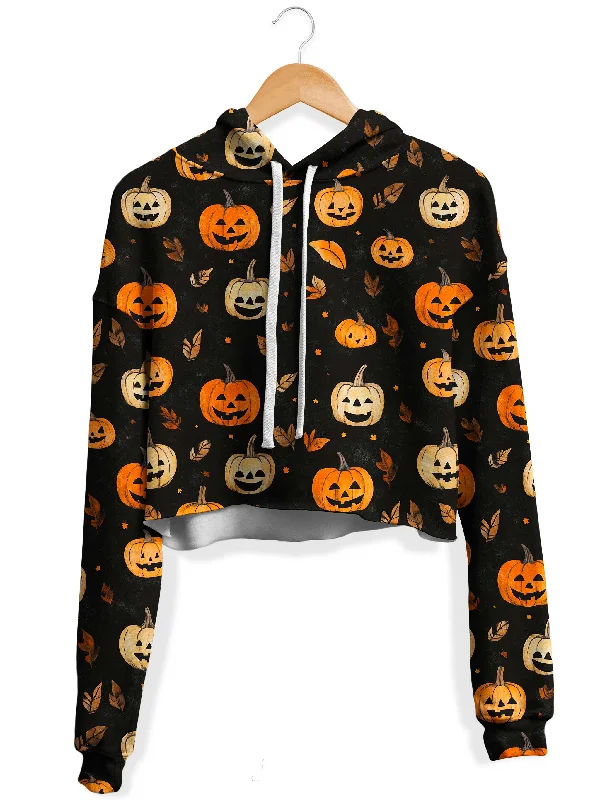 Women's color - block hoodie combining bold hues for a fashion - forward statementPumpkin Season Fleece Crop Hoodie Women's color - block hoodie combining bold hues for a fashion - forward statementPumpkin Season Fleece Crop Hoodie