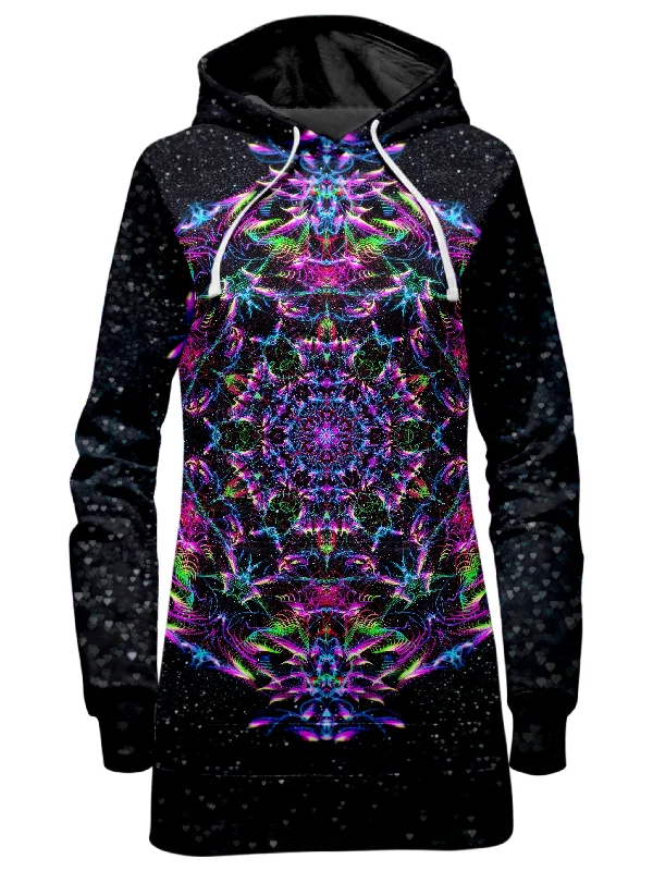 Women's cropped sweatshirt with a lace - trimmed hem for a romantic lookPurp Geometric Hoodie Dress