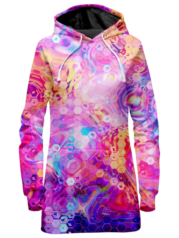 Women's pullover hoodie with a side slit for a modern and relaxed fitPurple Mirage Hoodie Dress