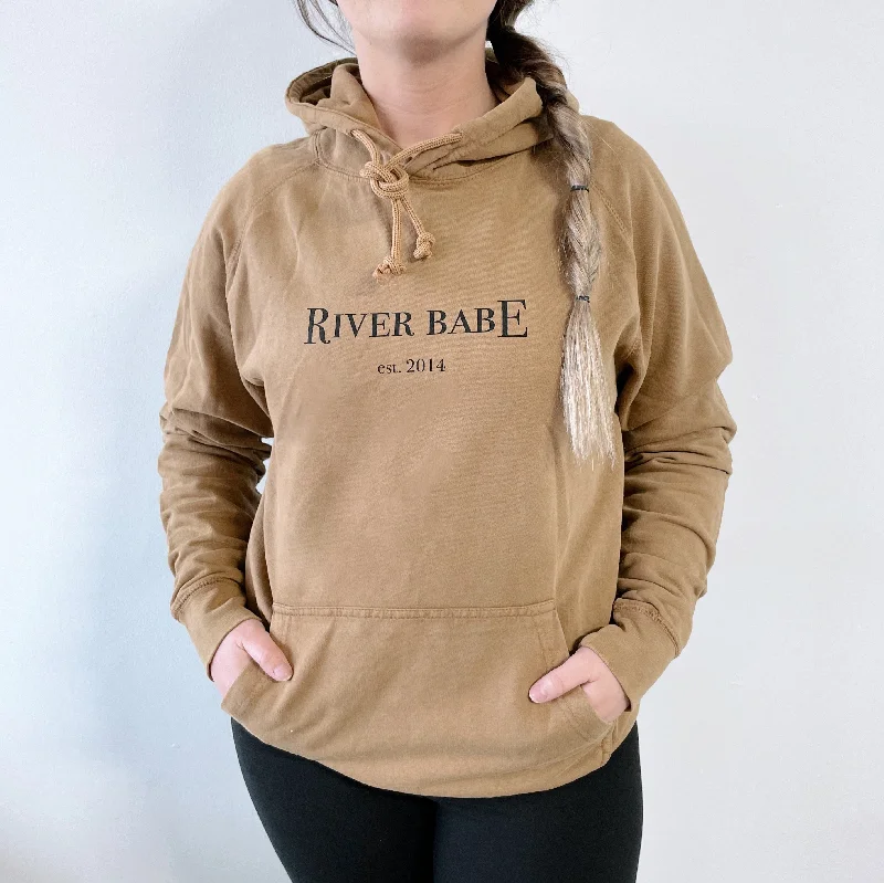 Women's oversized cropped hoodie with drawstrings for a trendy lookRBT 90's Logo • Camel Vintage Hoodie Women's oversized cropped hoodie with drawstrings for a trendy lookRBT 90's Logo • Camel Vintage Hoodie