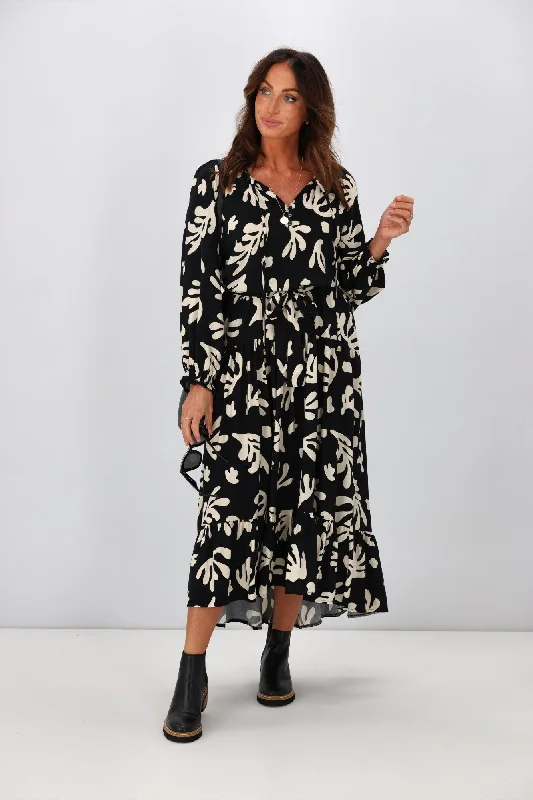 Shift Women Dress with a Simple and Classic Design for Everyday WearSalty Bright Aurora Midi Dress Black Shift Women Dress with a Simple and Classic Design for Everyday WearSalty Bright Aurora Midi Dress Black