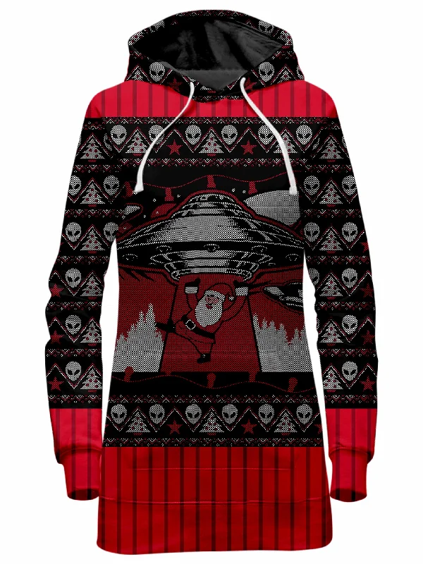Women's cropped sweatshirt with a slogan graphic for a fun and expressive lookSanta Abduction Hoodie Dress
