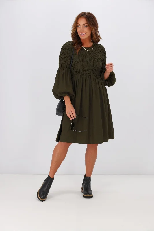 Sleeveless Women Dress in Bright Colors for Summer PartiesShine On Label Delilah Shirred Bodice Dress Olive Sleeveless Women Dress in Bright Colors for Summer PartiesShine On Label Delilah Shirred Bodice Dress Olive