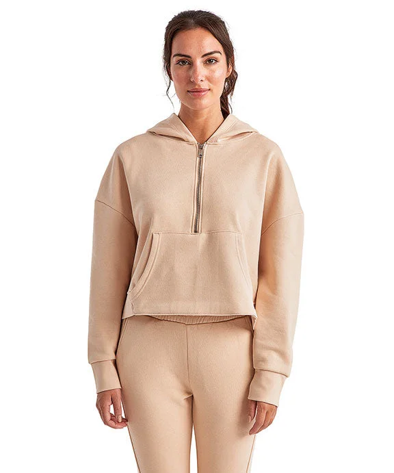 Women's long - sleeve cropped sweatshirt with ribbed cuffs for a snug fitTD077 - TriDri Ladies Alice Half-Zip Hooded Sweatshirt | Nude Women's long - sleeve cropped sweatshirt with ribbed cuffs for a snug fitTD077 - TriDri Ladies Alice Half-Zip Hooded Sweatshirt | Nude