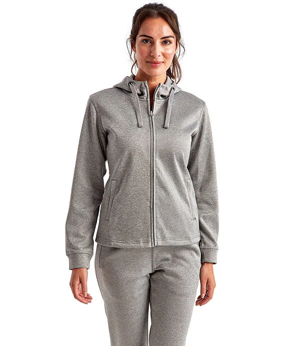 Women's hoodie with a kangaroo pocket and a pom - pom drawstring for added charmTD498 - TriDri Ladies Spun Dyed Full-Zip Hooded Sweatshirt | Grey Melange