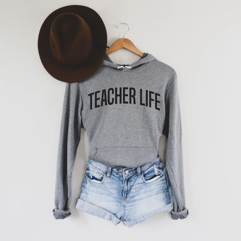 Women's fleece - lined hoodie with thumbholes for warmth in winterTeacher Life • Gray Hoodie Women's fleece - lined hoodie with thumbholes for warmth in winterTeacher Life • Gray Hoodie