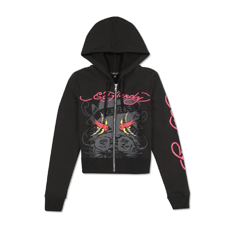Women's sweatshirt with a mesh panel insert for breathability during workoutsTiger Swallow Cropped Zip Fleece Hoodie Women's sweatshirt with a mesh panel insert for breathability during workoutsTiger Swallow Cropped Zip Fleece Hoodie