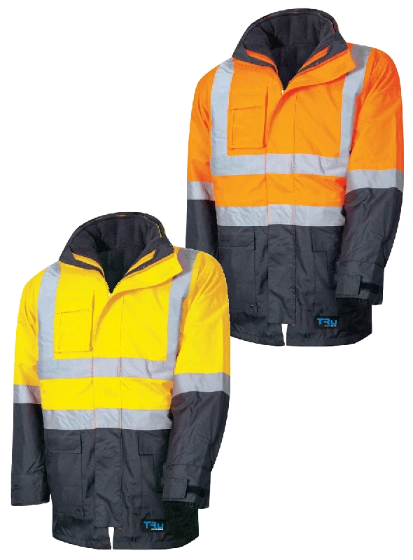 Tru Workwear Hi Vis 2 Tone 6 in 1 Jacket c/w Reflective Tape TJ2920T6