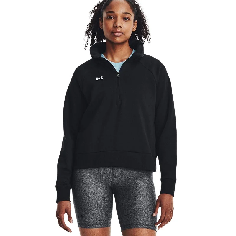 Women's mock - neck sweatshirt made of moisture - wicking material for fitness useUnder Armour Rival Fleece ½ Zip - Women Women's mock - neck sweatshirt made of moisture - wicking material for fitness useUnder Armour Rival Fleece ½ Zip - Women