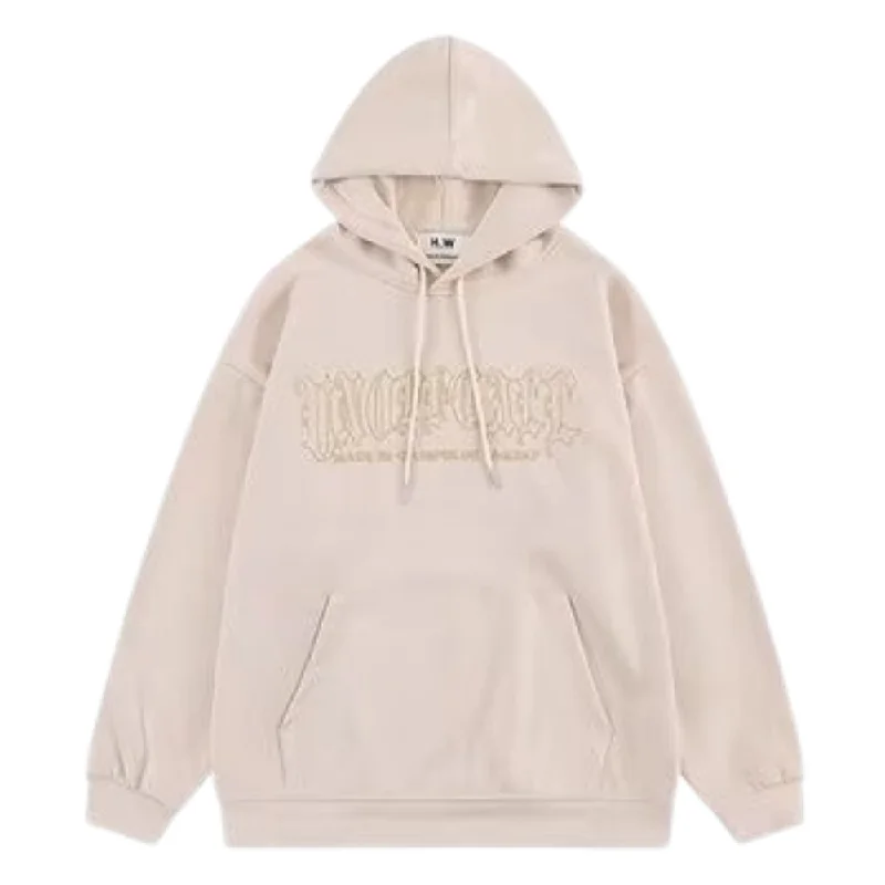 Women's cropped sweatshirt with a lace - trimmed hem for a romantic lookVintage Couple Embossed Suede Hoodie