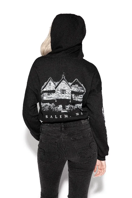 Women's zip - front sweatshirt with contrast stitching for a sporty aestheticWitch House - Women's Cinched Bottom Hoodie Women's zip - front sweatshirt with contrast stitching for a sporty aestheticWitch House - Women's Cinched Bottom Hoodie