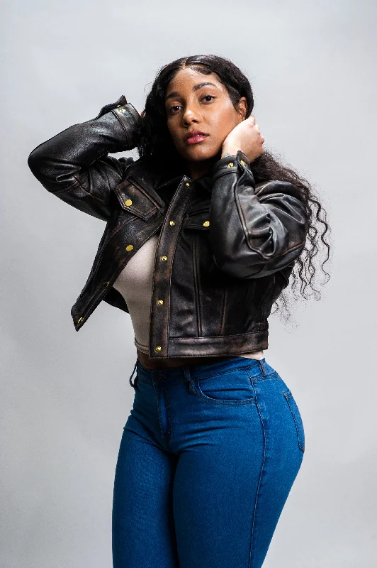Women's military - style jackets with epaulets for a tough and fashionable appearanceWomen's Jean Jacket [Copper]